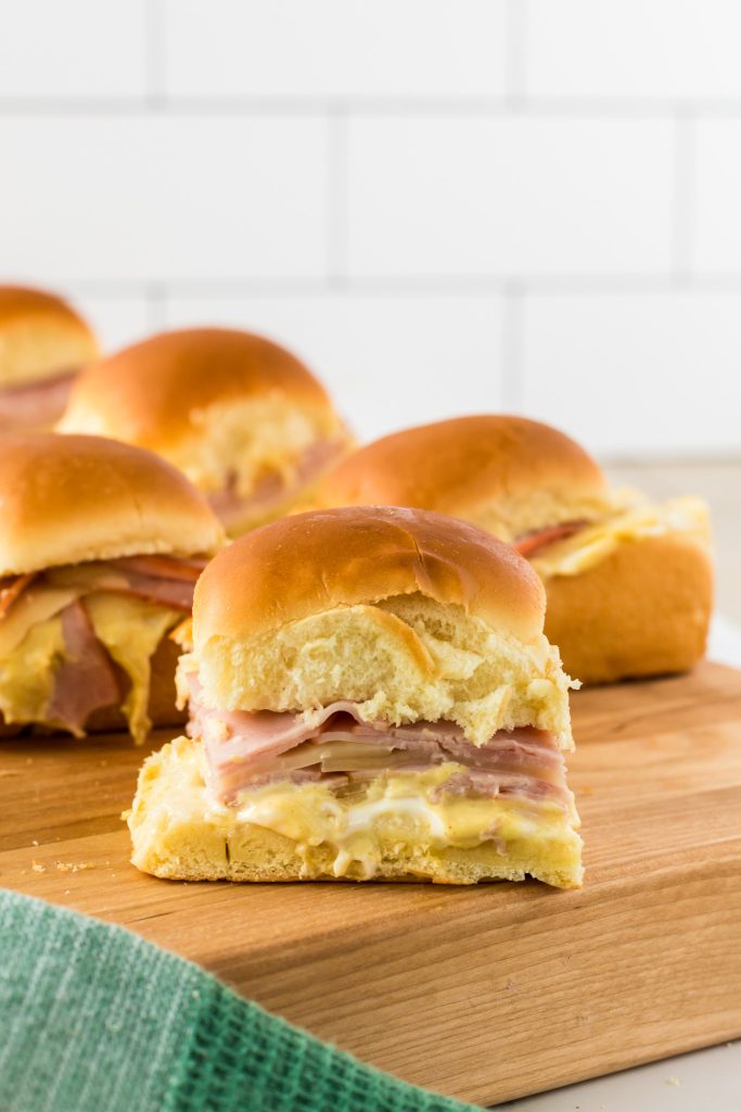 sliders on cutting board with ham