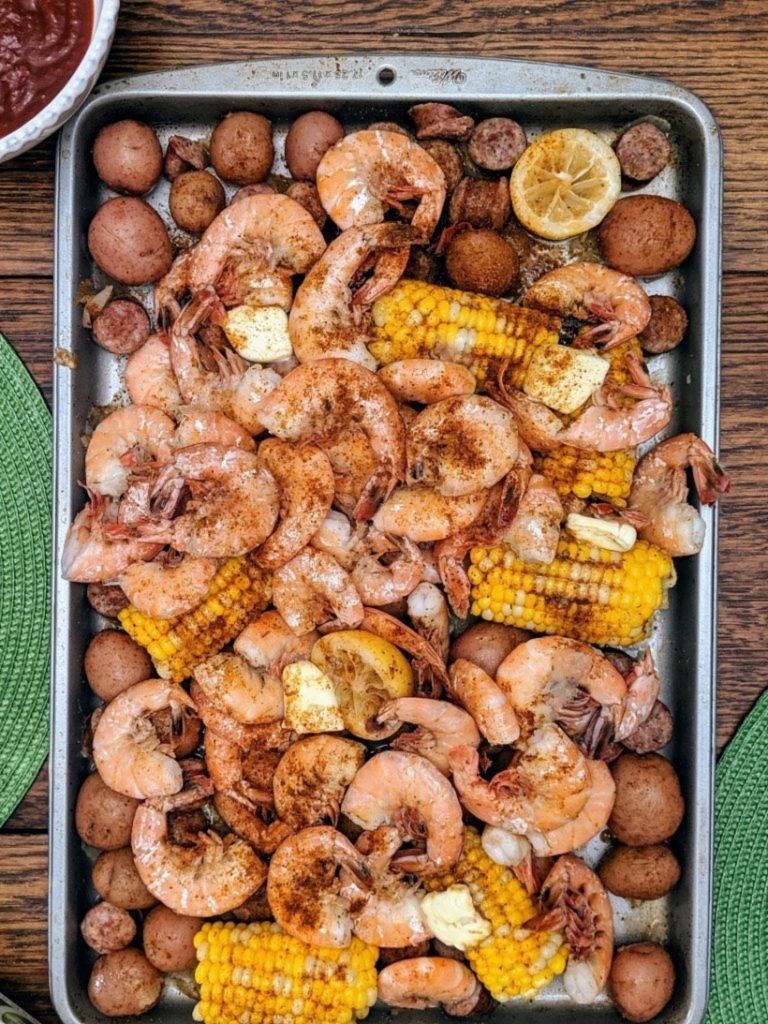 resized image of sheet pan shrimp boil